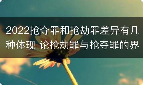 2022抢夺罪和抢劫罪差异有几种体现 论抢劫罪与抢夺罪的界限