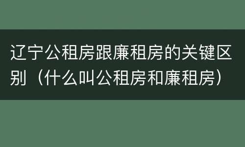 辽宁公租房跟廉租房的关键区别（什么叫公租房和廉租房）
