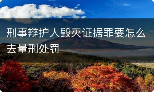 刑事辩护人毁灭证据罪要怎么去量刑处罚