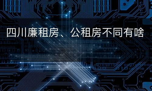 四川廉租房、公租房不同有啥
