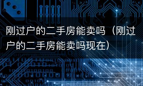 刚过户的二手房能卖吗（刚过户的二手房能卖吗现在）