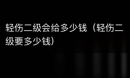 轻伤二级会给多少钱（轻伤二级要多少钱）