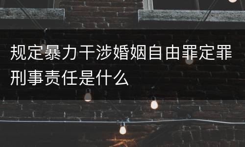 规定暴力干涉婚姻自由罪定罪刑事责任是什么