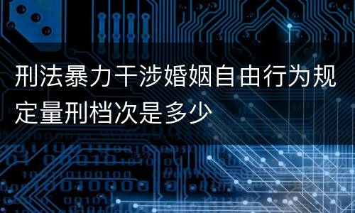刑法暴力干涉婚姻自由行为规定量刑档次是多少