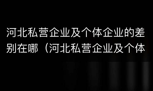 河北私营企业及个体企业的差别在哪（河北私营企业及个体企业的差别在哪里）