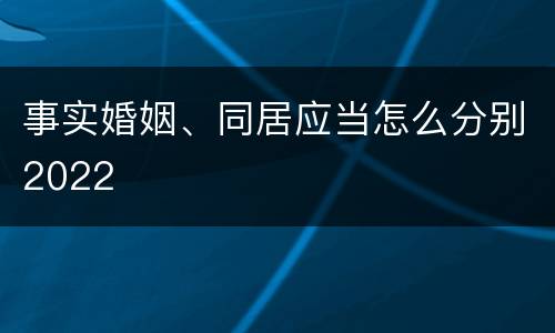 事实婚姻、同居应当怎么分别2022