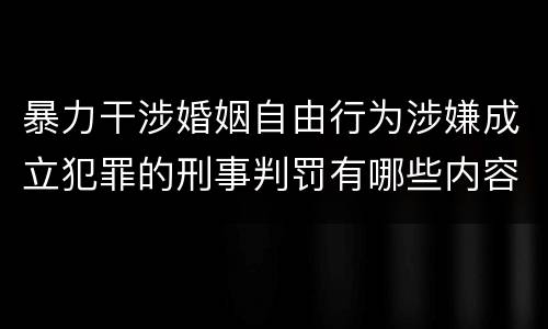 暴力干涉婚姻自由行为涉嫌成立犯罪的刑事判罚有哪些内容