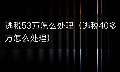 逃税53万怎么处理（逃税40多万怎么处理）