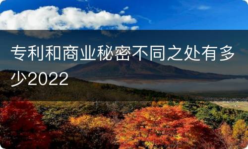 专利和商业秘密不同之处有多少2022