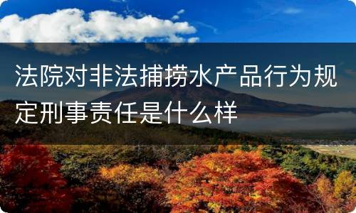 法院对非法捕捞水产品行为规定刑事责任是什么样