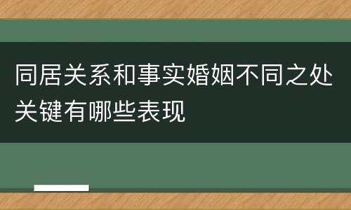 同居关系和事实婚姻不同之处关键有哪些表现