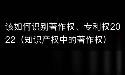 该如何识别著作权、专利权2022（知识产权中的著作权）