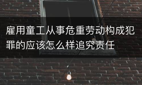 雇用童工从事危重劳动构成犯罪的应该怎么样追究责任