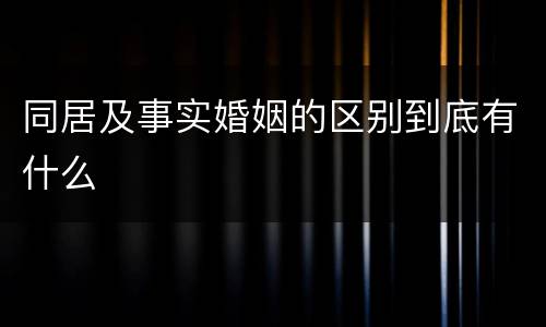 同居及事实婚姻的区别到底有什么