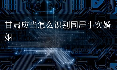 甘肃应当怎么识别同居事实婚姻