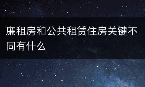 廉租房和公共租赁住房关键不同有什么