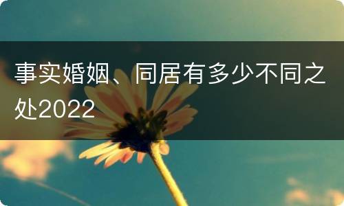 事实婚姻、同居有多少不同之处2022
