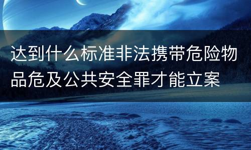 达到什么标准非法携带危险物品危及公共安全罪才能立案