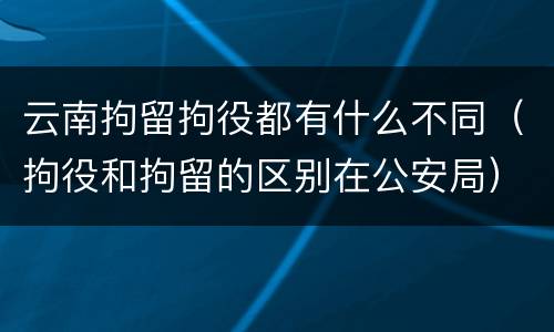 云南拘留拘役都有什么不同（拘役和拘留的区别在公安局）