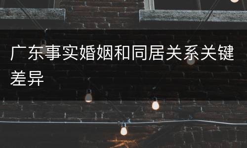 广东事实婚姻和同居关系关键差异