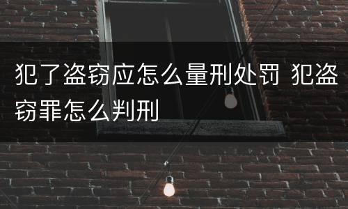 犯了盗窃应怎么量刑处罚 犯盗窃罪怎么判刑