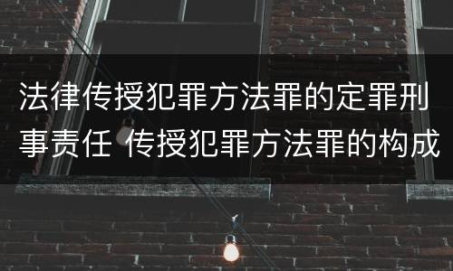 法律传授犯罪方法罪的定罪刑事责任 传授犯罪方法罪的构成要件