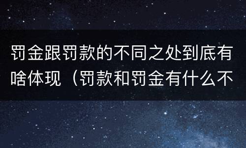 罚金跟罚款的不同之处到底有啥体现(罚款和罚金有什么不同)