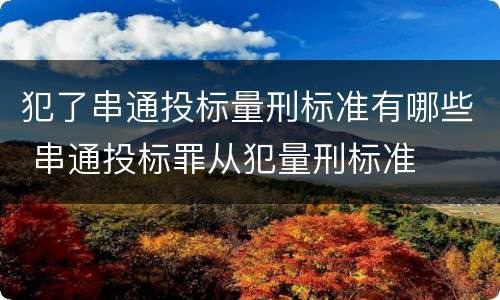 犯了串通投标量刑标准有哪些 串通投标罪从犯量刑标准