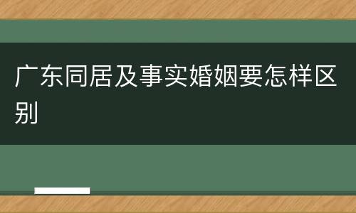 广东同居及事实婚姻要怎样区别