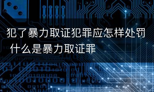 犯了暴力取证犯罪应怎样处罚 什么是暴力取证罪