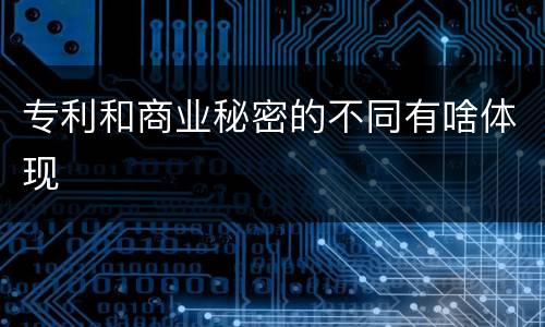 专利和商业秘密的不同有啥体现