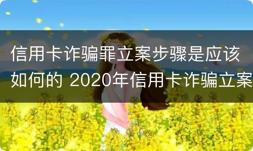 信用卡诈骗罪立案步骤是应该如何的 2020年信用卡诈骗立案标准