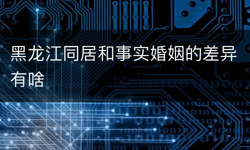 黑龙江同居和事实婚姻的差异有啥