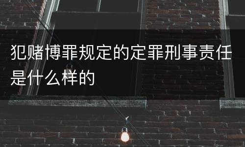犯赌博罪规定的定罪刑事责任是什么样的