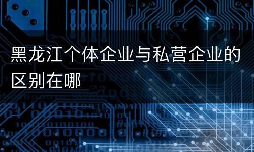 黑龙江个体企业与私营企业的区别在哪