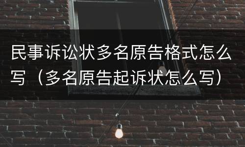 民事诉讼状多名原告格式怎么写（多名原告起诉状怎么写）