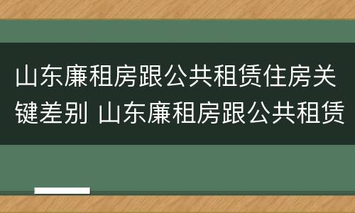 山东廉租房跟公共租赁住房关键差别 山东廉租房跟公共租赁住房关键差别大吗