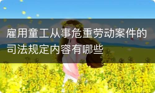 雇用童工从事危重劳动案件的司法规定内容有哪些