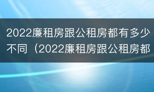 2022廉租房跟公租房都有多少不同（2022廉租房跟公租房都有多少不同的房子）