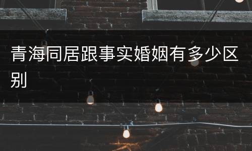 青海同居跟事实婚姻有多少区别