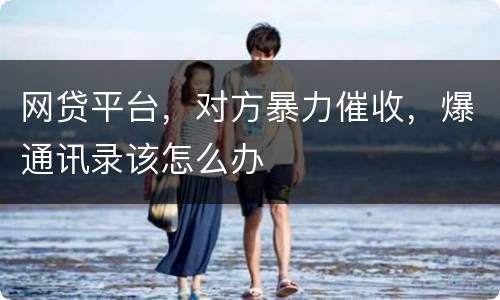 网贷平台，对方暴力催收，爆通讯录该怎么办