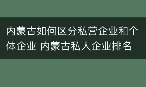 内蒙古如何区分私营企业和个体企业 内蒙古私人企业排名