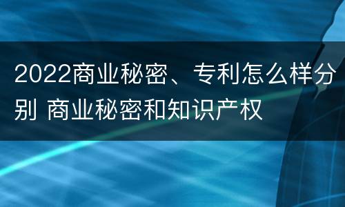 2022商业秘密、专利怎么样分别 商业秘密和知识产权