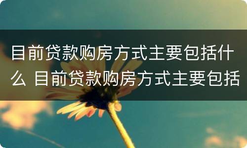 目前贷款购房方式主要包括什么 目前贷款购房方式主要包括什么
