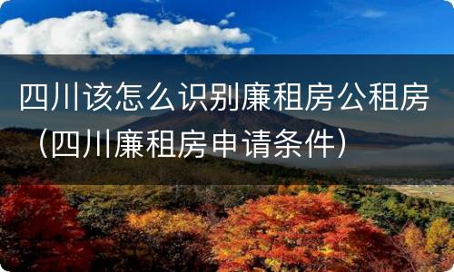 四川该怎么识别廉租房公租房（四川廉租房申请条件）