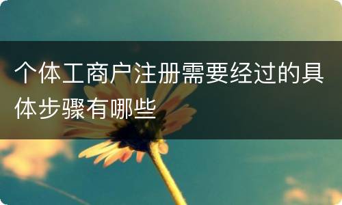 个体工商户注册需要经过的具体步骤有哪些