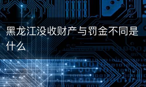 黑龙江没收财产与罚金不同是什么