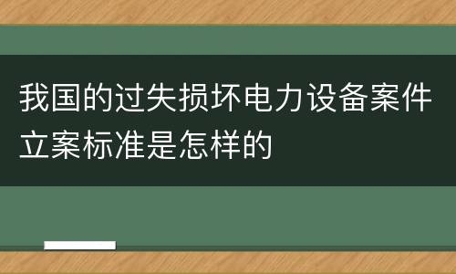 我国的过失损坏电力设备案件立案标准是怎样的