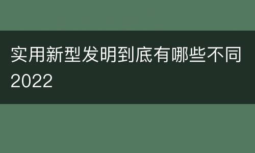 实用新型发明到底有哪些不同2022
