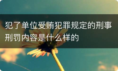犯了单位受贿犯罪规定的刑事刑罚内容是什么样的